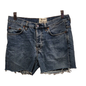 Acne Studios VAN MID VTG hidden button fly raw hem blue denim shorts sz 30/32
